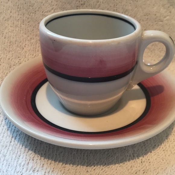 Vintage Mayer China 3 Pink Rim Espresso Demitasse Cups Saucers Beaver Falls Pa - Picture 8 of 10
